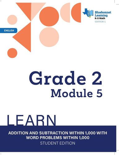 Book cover for Bluebonnet Learning Grade 2 Math Module 5: Learn