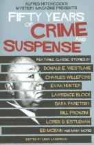 Book cover for Alfred Hitchcock's mystery magazine presents fifty years of crime and suspense