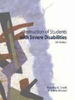 Book cover for Instruction of students with severe disabilities