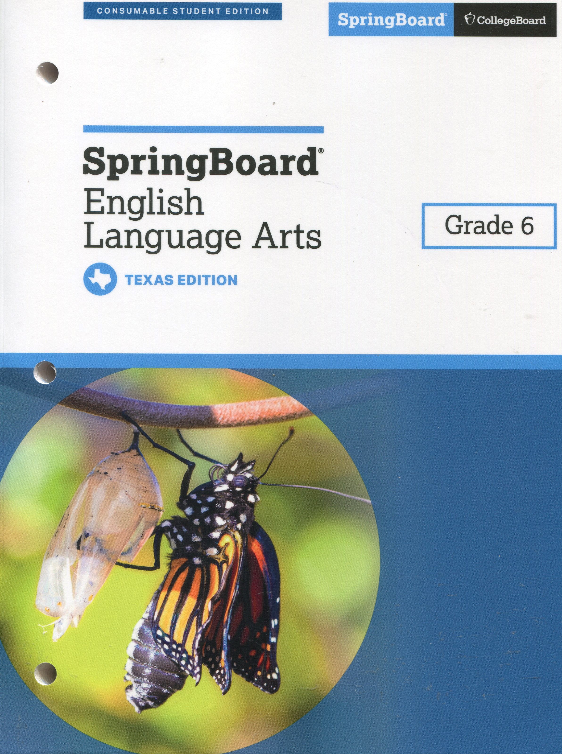 Book cover for Texas SpringBoard English Language Arts Grade 6